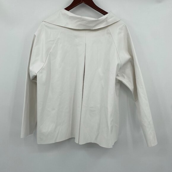 Planet Jacket Womens One Size Shirt Tail Chalk White Single Button Vegan Leather - Picture 10 of 16